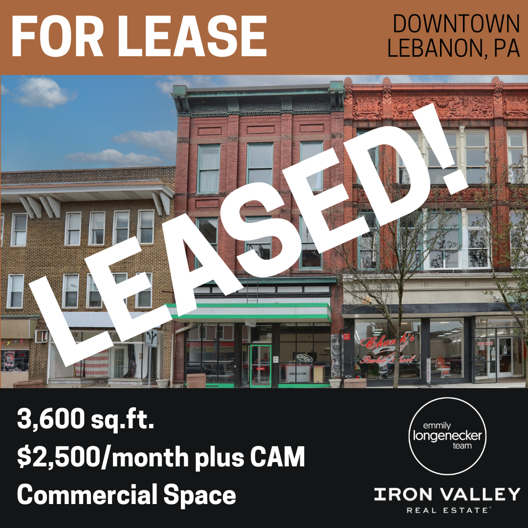 39 S. 8th Street, Lebanon PA 17042 – Commercial Space Leased by the Emmily Longenecker Team 39 S. 8th Street, Lebanon PA 17042 - Commercial Space Leased by the Emmily Longenecker Team
