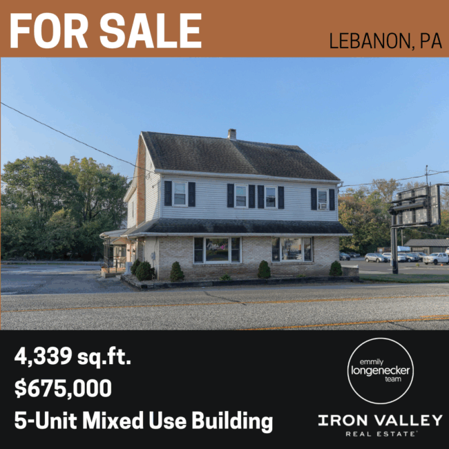 2234-2236 Cumberland Street, Lebanon PA 17042 - Mixed Use Commercial Building For Sale by the Emmily Longenecker Team - Iron Valley Real Estate
