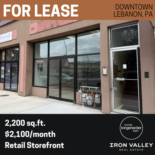 625 Cumberland Street, Lebanon PA 17042 - Retail Storefront for Lease