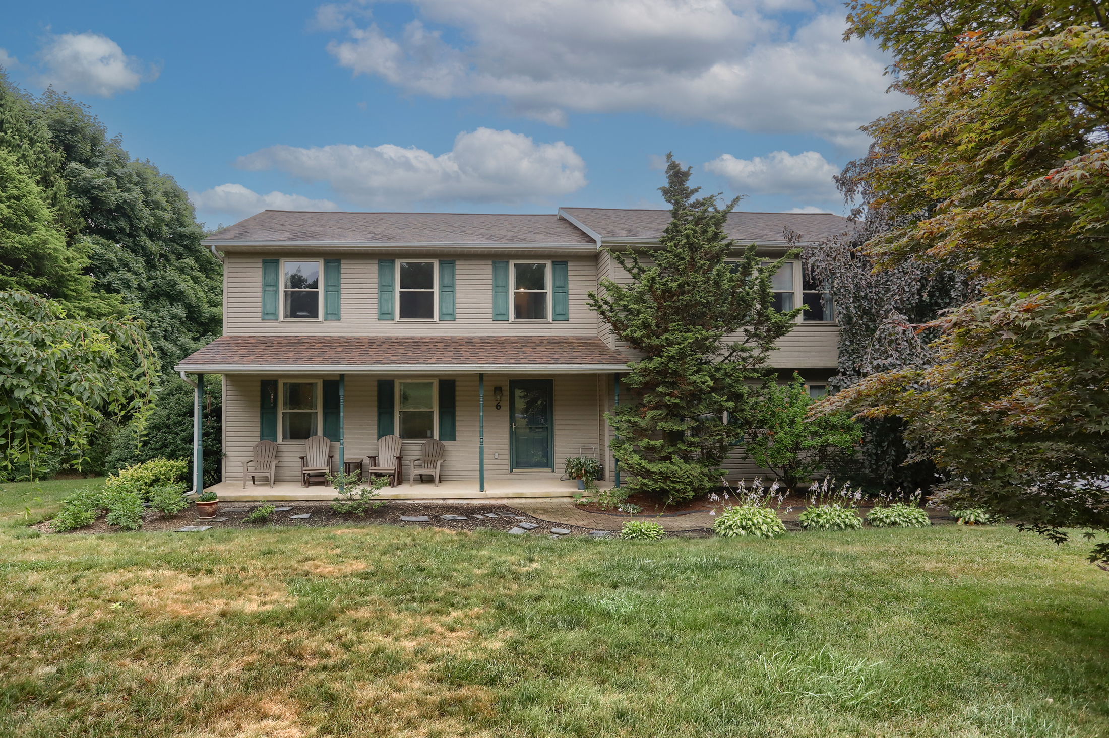 Front exterior of 6 Stardust Drive, a home for sale in Myerstown, PA.