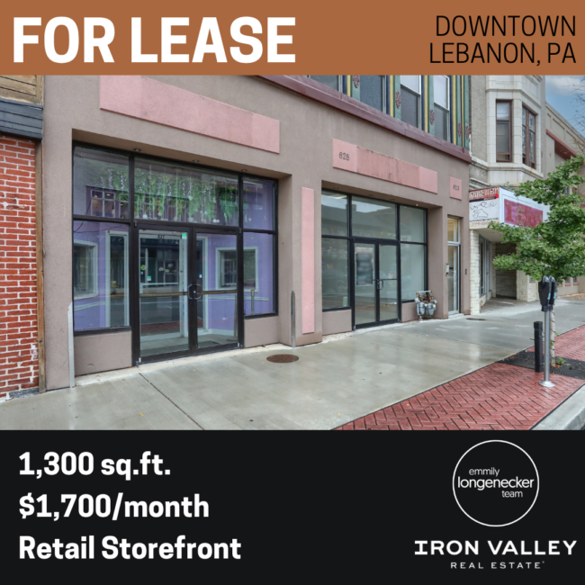627 Cumberland Street, Lebanon PA 17042 - Retail Storefront for Lease